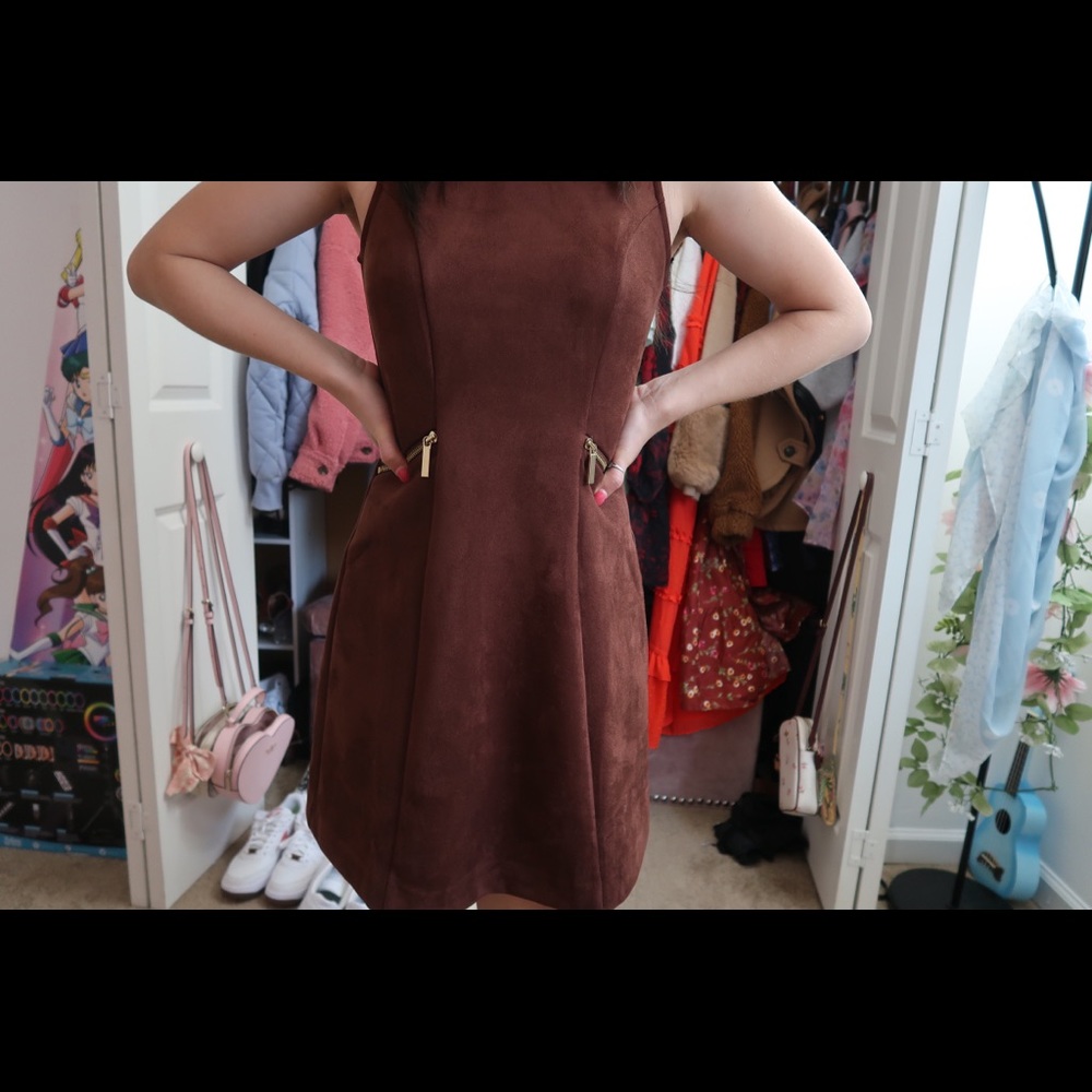 Ann Taylor Dark Brown Suede Dress
